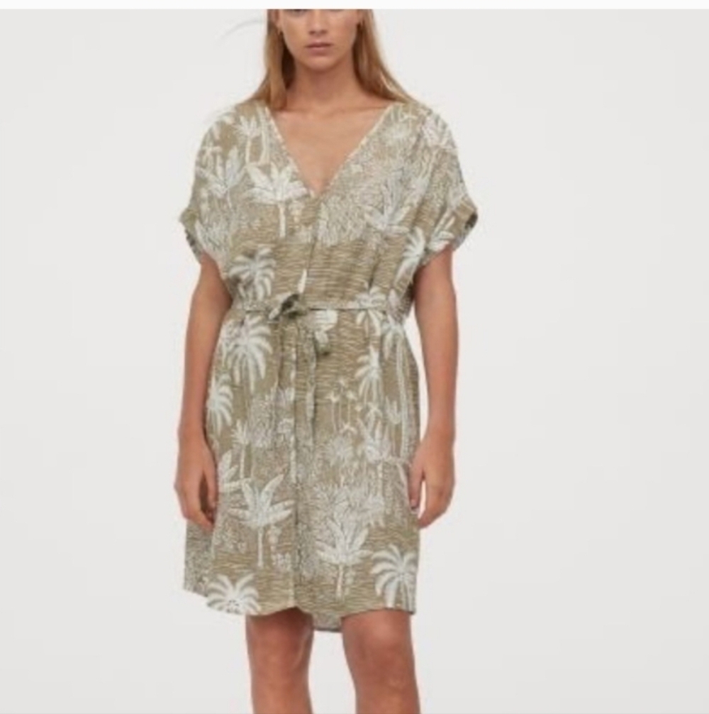 Desmond & Dempsey x H&M Linen Blend Dress Tropical print xs